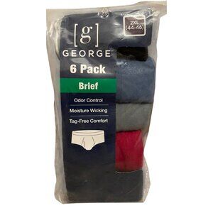 George 6 Pack Mens 2XL Briefs Odor Control Moisture Wicking 100% Cotton Assorted